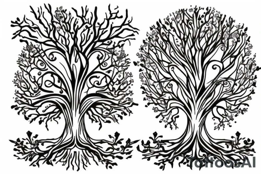 Good and Evil tree of life tattoo idea