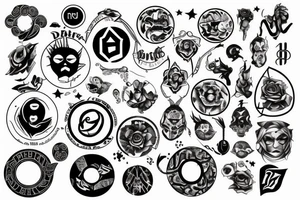 A circle with dark symbols tattoo idea