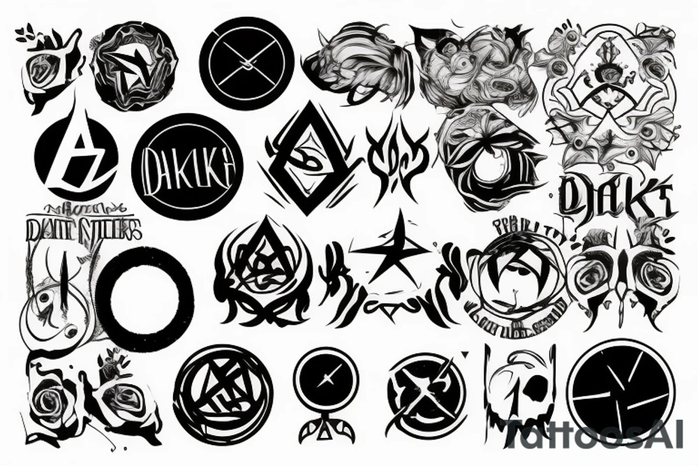 A circle with dark symbols tattoo idea