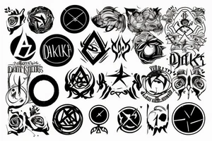 A circle with dark symbols tattoo idea