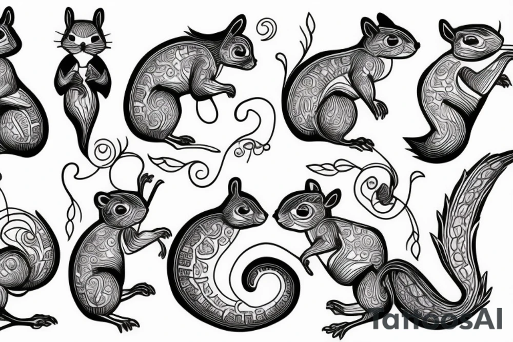squirrel lines tattoo idea