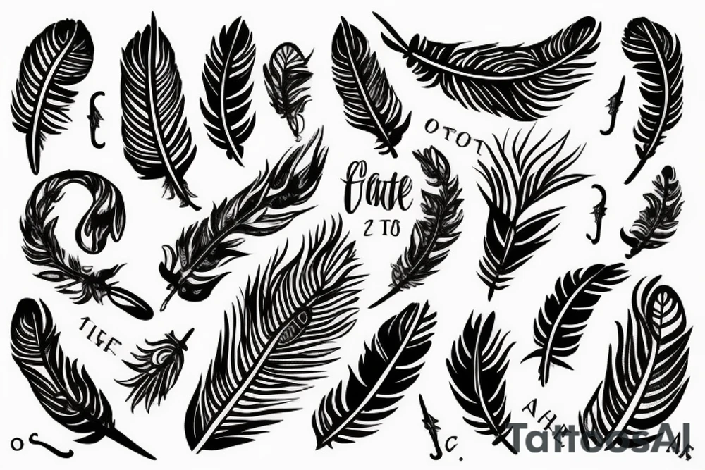 A feather with the word fate under it tattoo idea