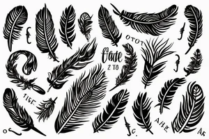 A feather with the word fate under it tattoo idea