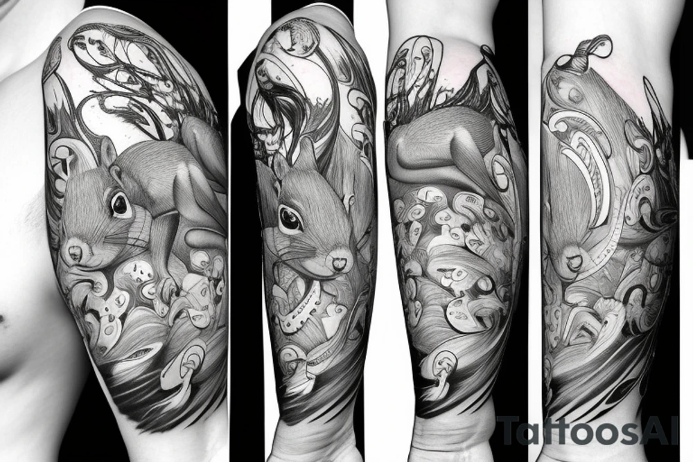 squirrel lines tattoo idea