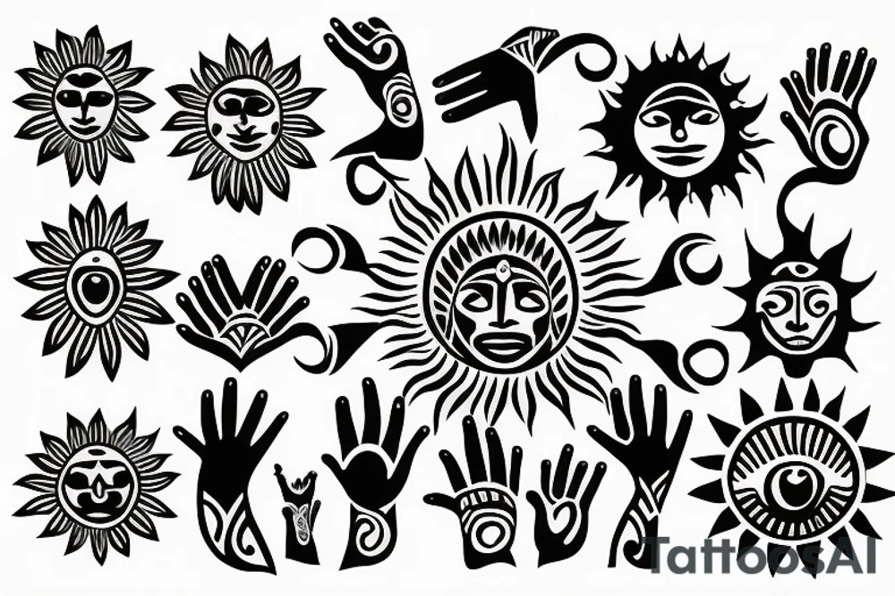 Hands holding sun tattoo idea