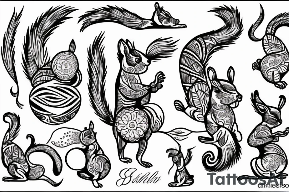 squirrel lines tattoo idea