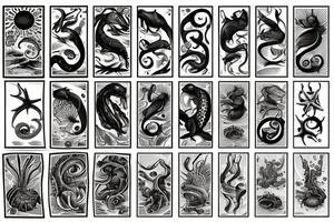 Sunset sea creatures tattoo idea
