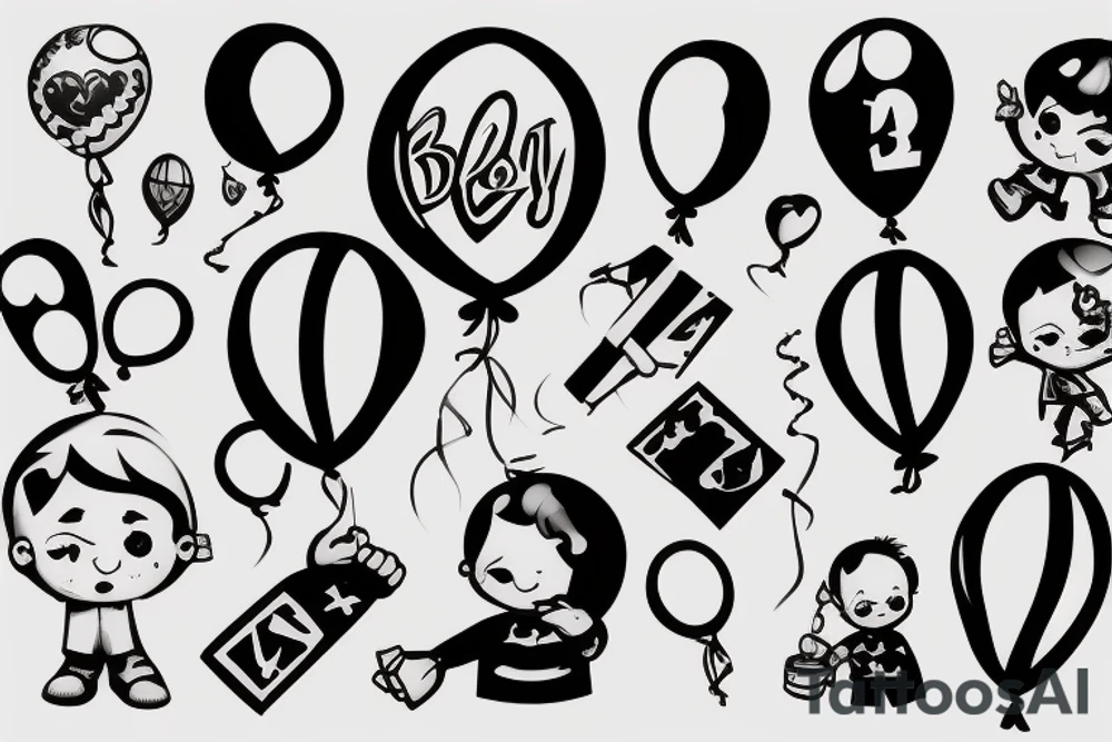 A boy holding a balloon tattoo idea