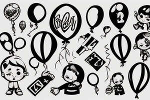 A boy holding a balloon tattoo idea