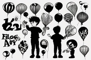 A boy holding a balloon tattoo idea