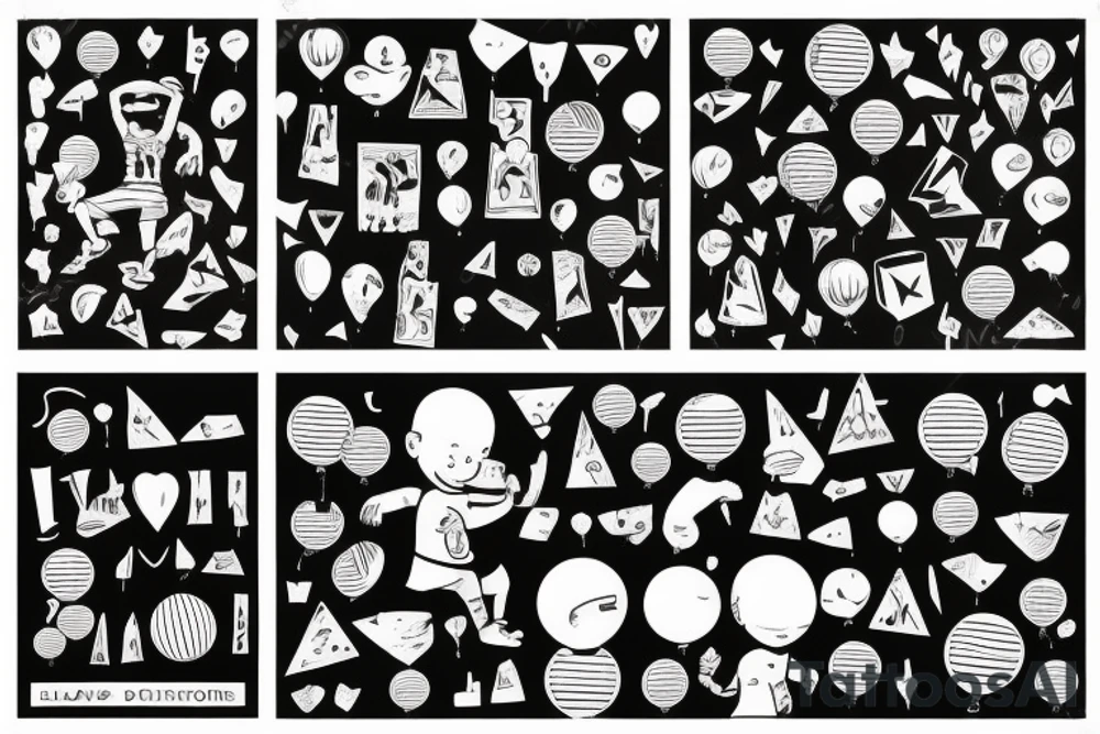 A boy holding a balloon tattoo idea