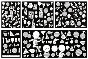 A boy holding a balloon tattoo idea