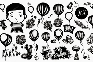 A boy holding a balloon tattoo idea