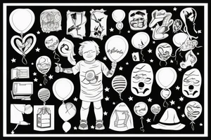 A boy holding a balloon tattoo idea
