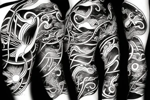 Sunset sea creatures tattoo idea