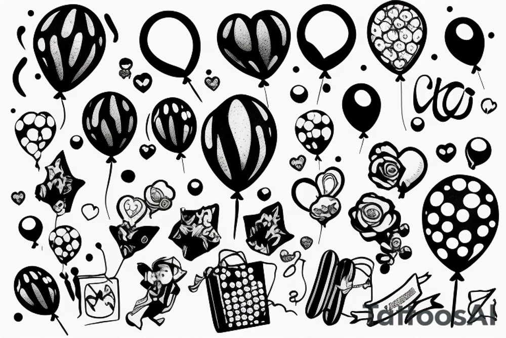 A boy holding a balloon tattoo idea