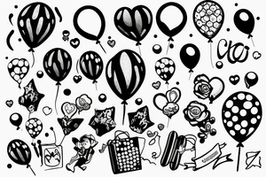 A boy holding a balloon tattoo idea