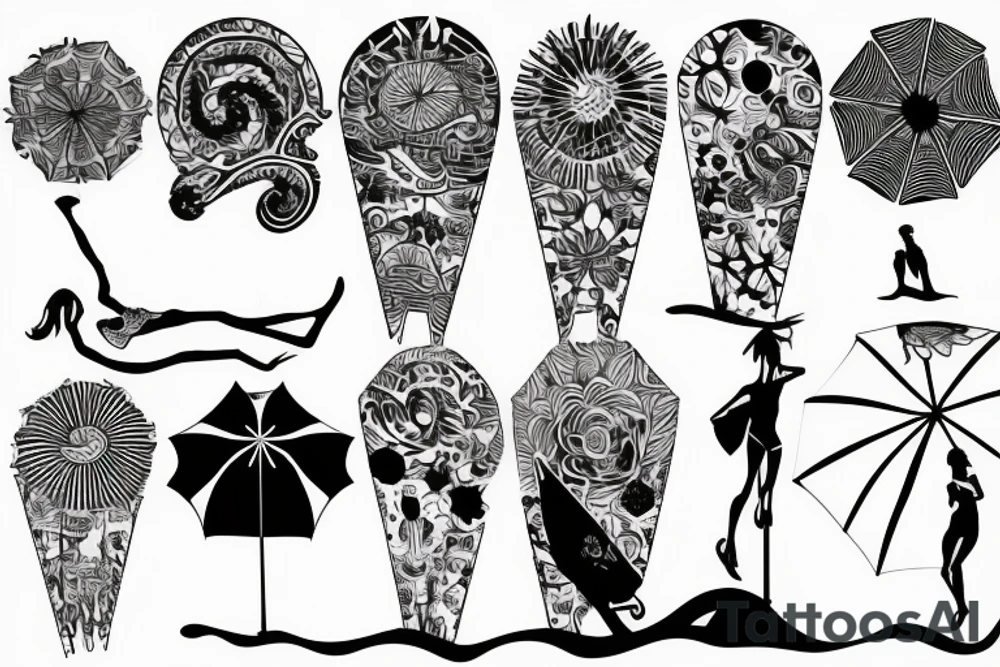 Beach umbrella tattoo idea