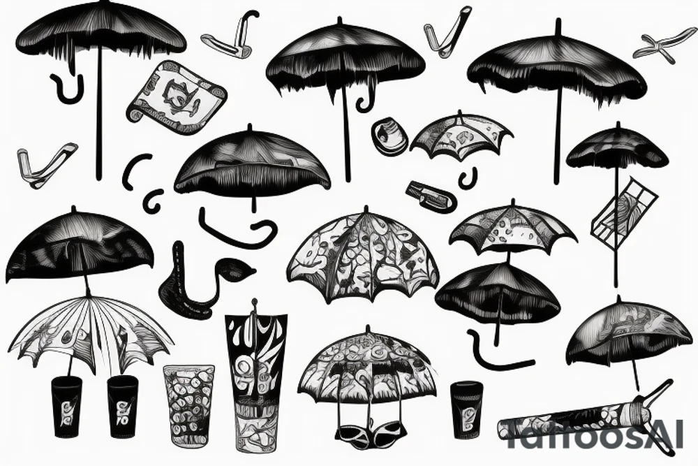 Beach umbrella tattoo idea