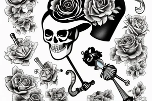 Skeleton inside of cocktail with umbrella tattoo idea