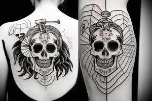 Skeleton inside of cocktail with umbrella tattoo idea