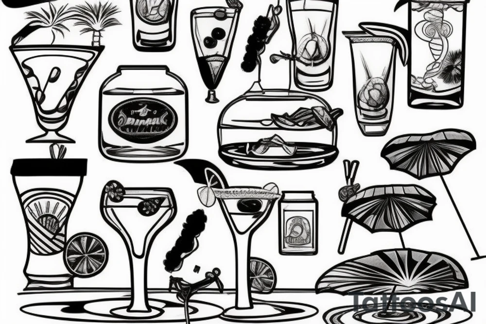Beach inside of a cocktail tattoo idea