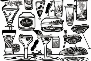 Beach inside of a cocktail tattoo idea