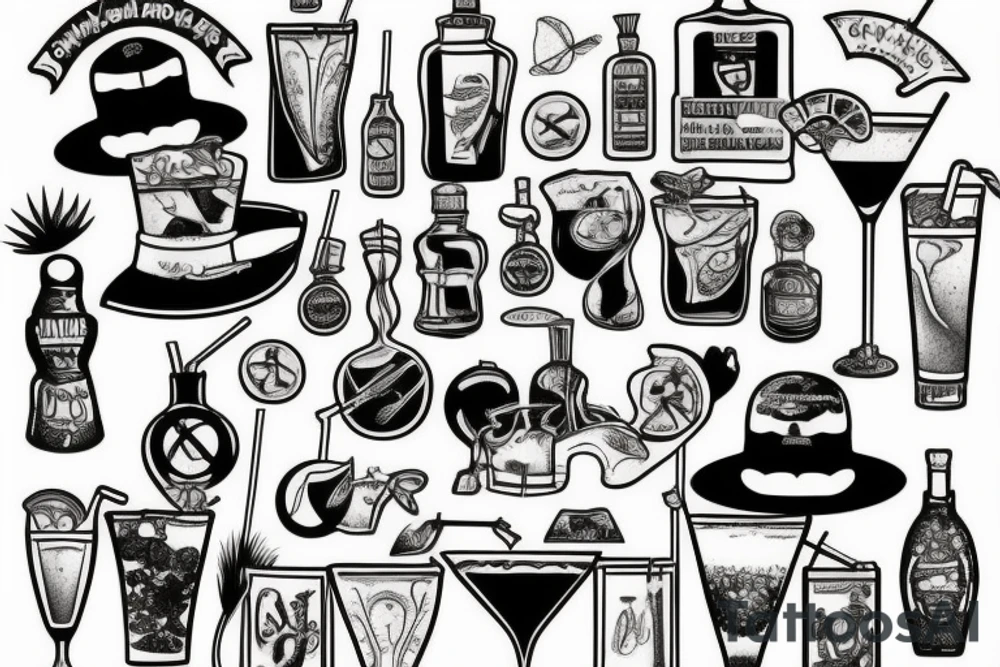 Beach inside of a cocktail tattoo idea