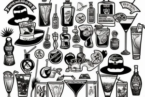 Beach inside of a cocktail tattoo idea