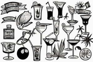 Beach inside of a cocktail tattoo idea