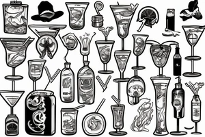 Beach inside of a cocktail tattoo idea