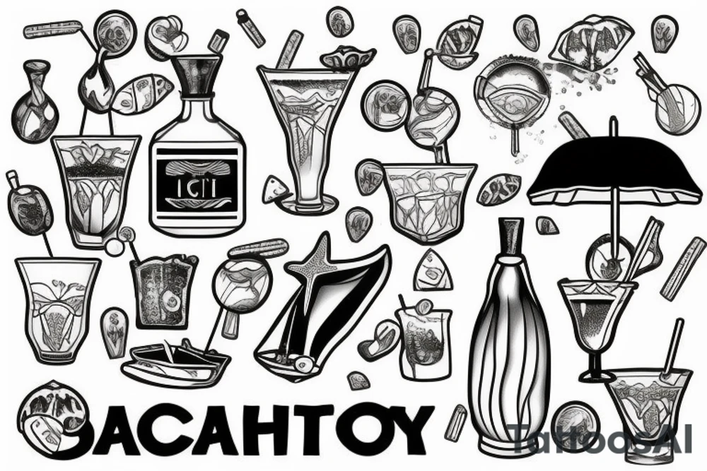 Beach inside of a cocktail tattoo idea