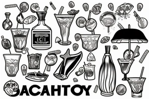 Beach inside of a cocktail tattoo idea
