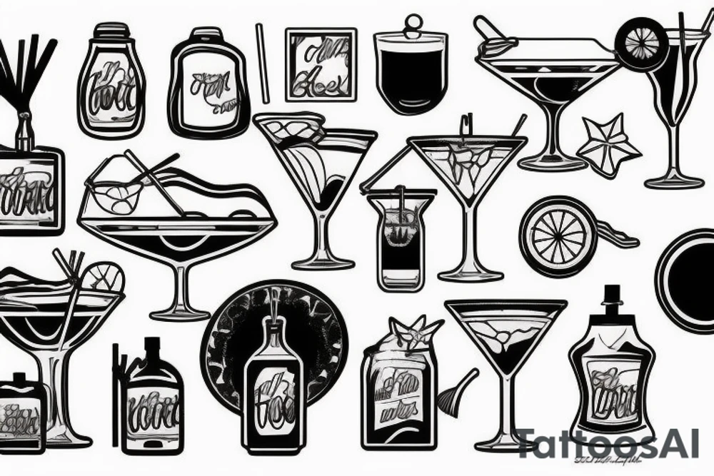 Beach inside of a cocktail tattoo idea