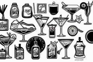 Beach inside of a cocktail tattoo idea