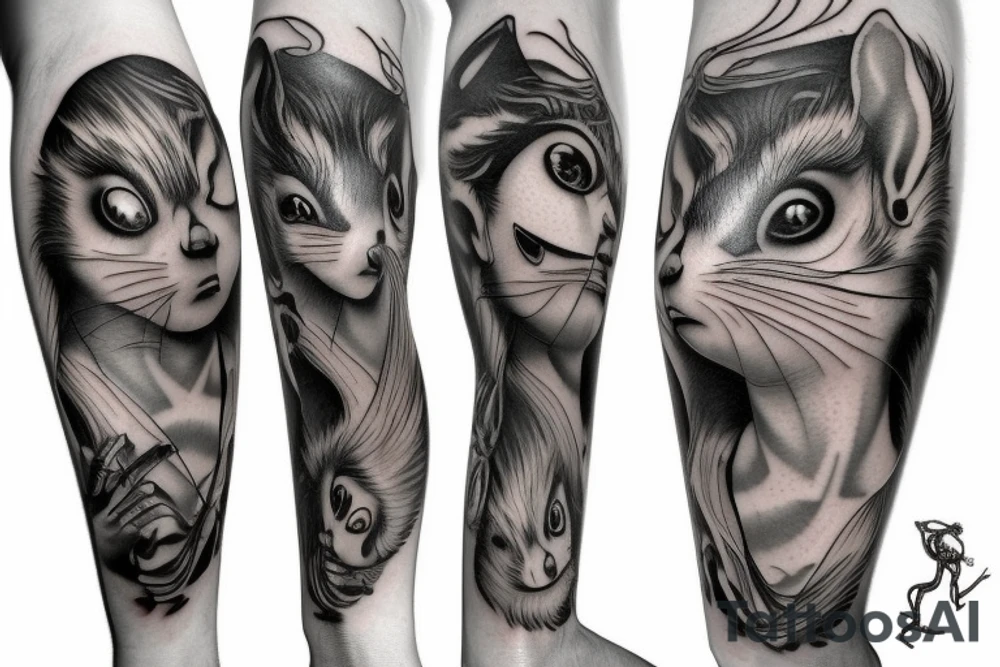 squirrel woman tattoo idea