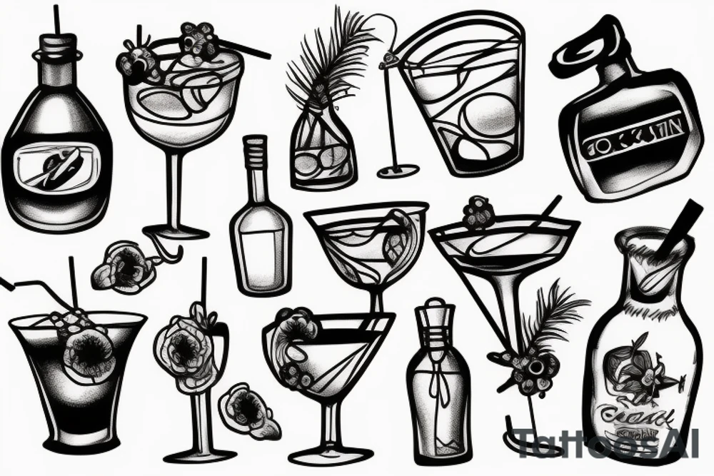 Cocktail beach tattoo idea