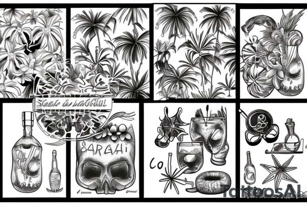 Cocktail beach tattoo idea