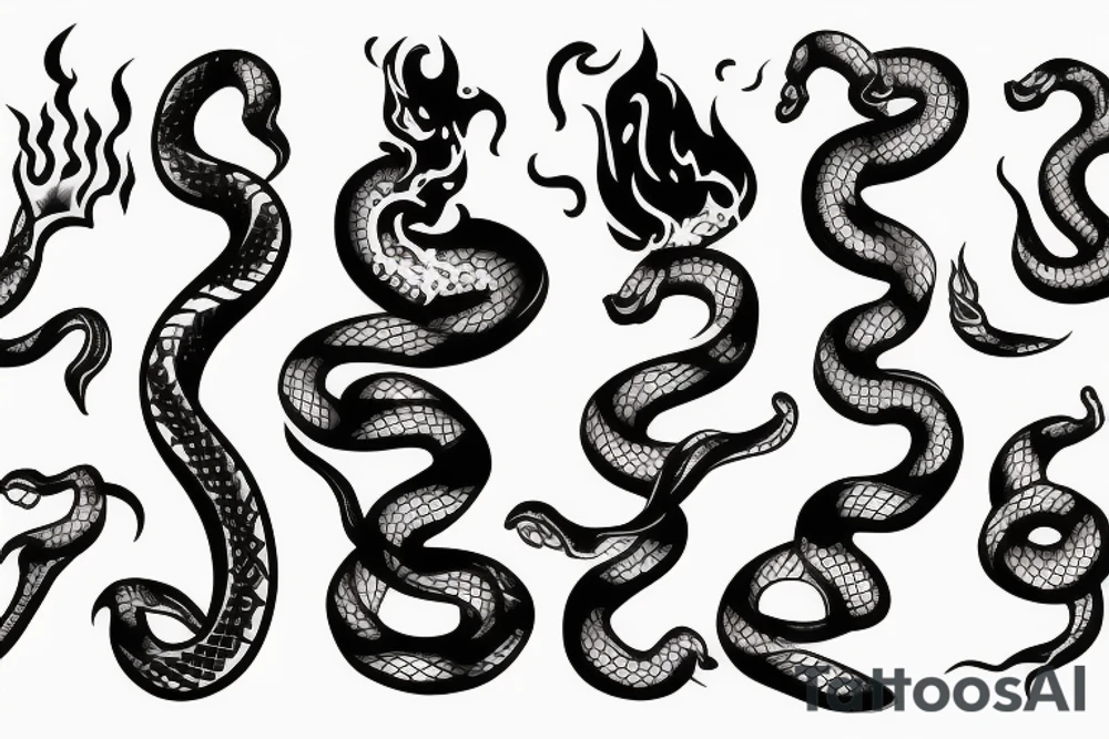 Snake on fire tattoo idea