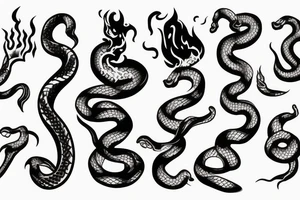 Snake on fire tattoo idea
