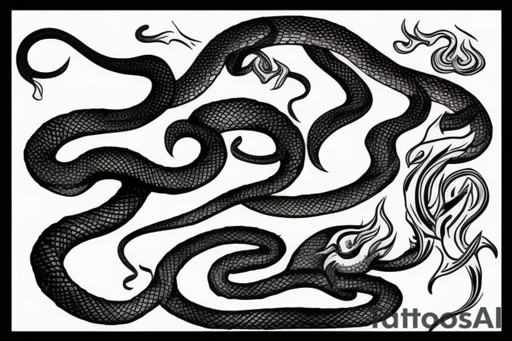 Snake on fire tattoo idea