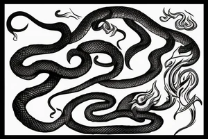 Snake on fire tattoo idea