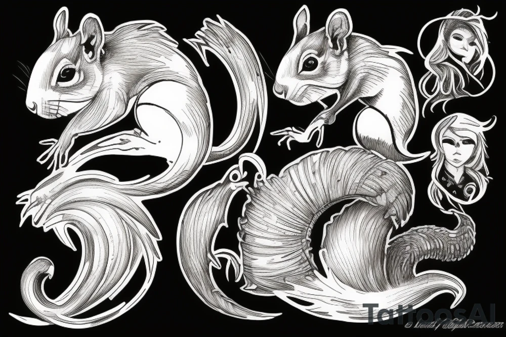 squirrel woman tattoo idea
