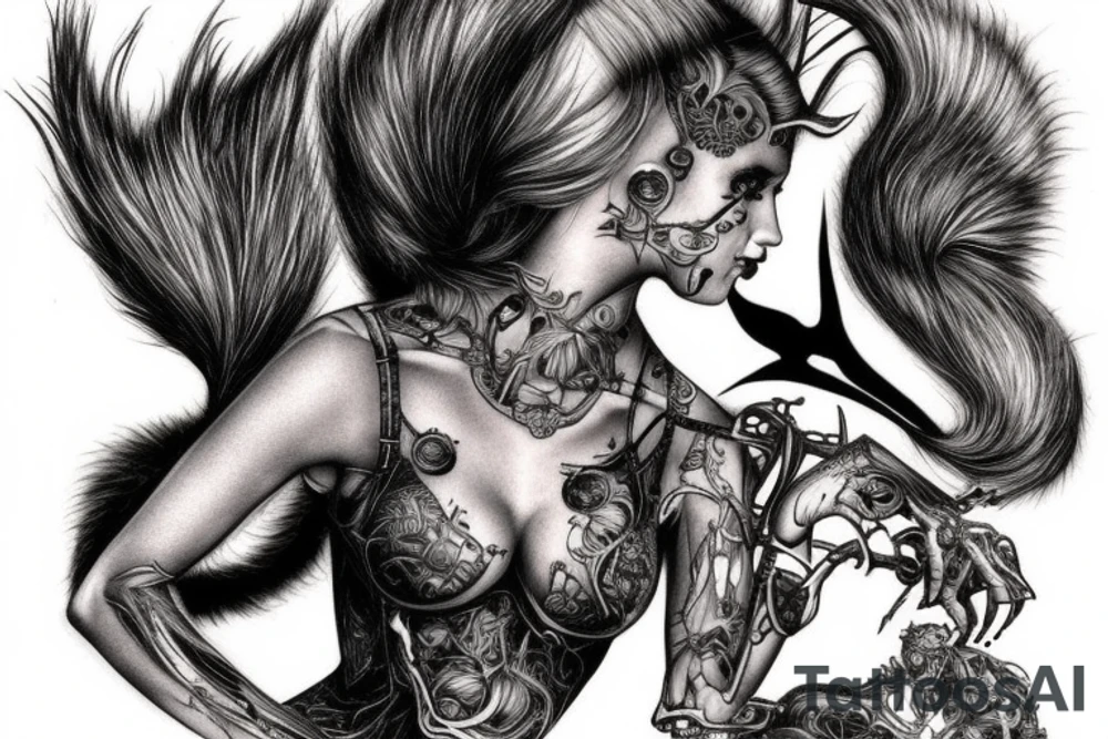 squirrel woman tattoo idea
