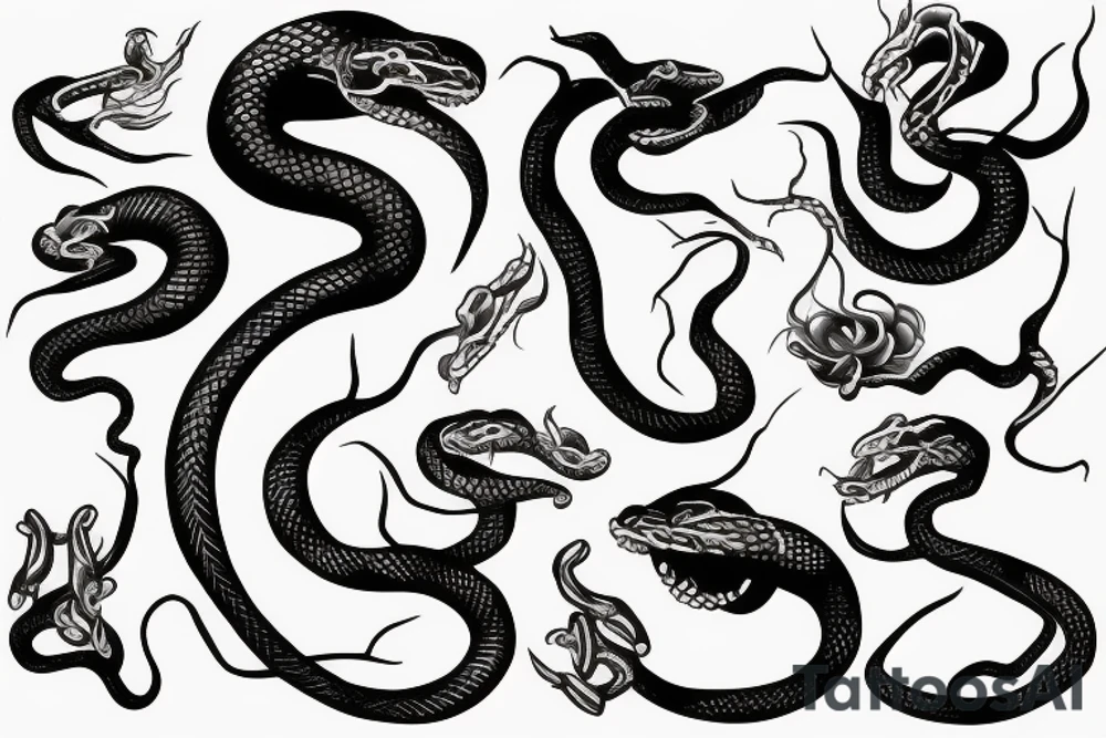 Snake breathing fire tattoo idea