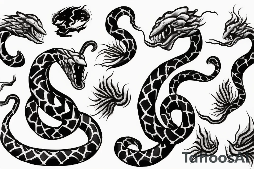 Snake breathing fire tattoo idea