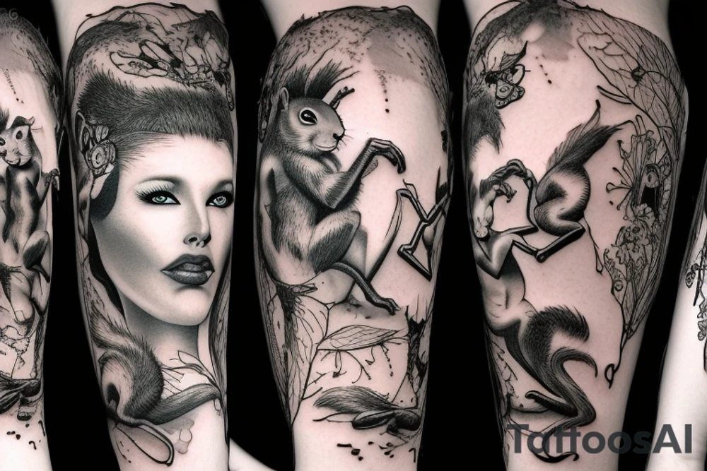 squirrel woman tattoo idea