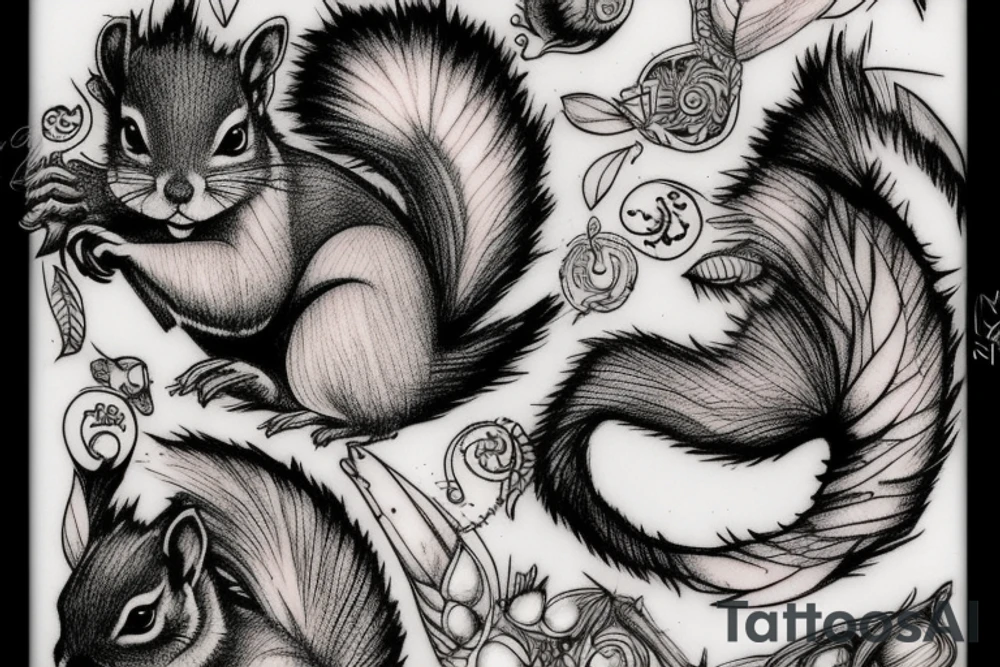 squirrel woman tattoo idea