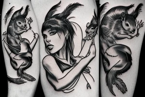 squirrel warrior woman tattoo idea