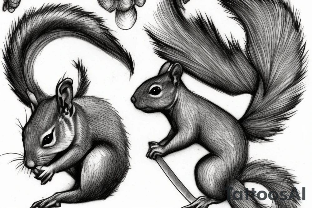 squirrel warrior woman tattoo idea